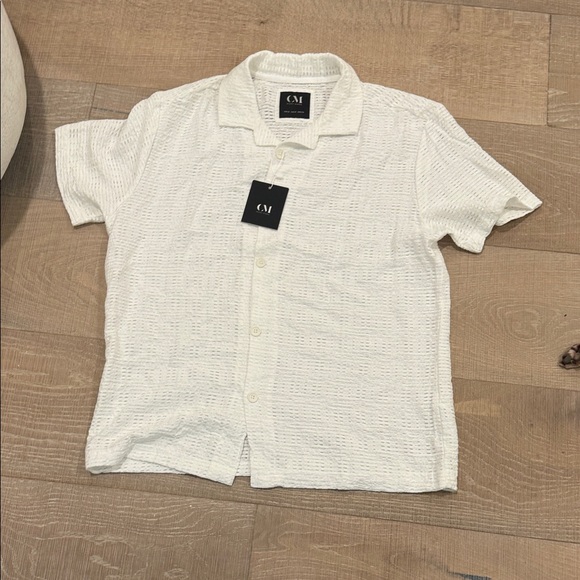 CAI Men's Cream Textured Button Down Shirt - Picture 1 of 4